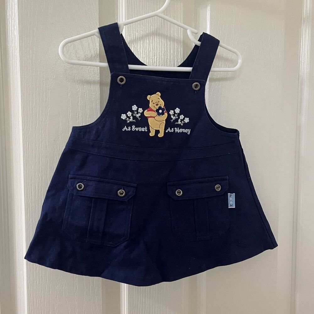Vintage Disney Winnie the Pooh As Sweet As Honey Dress Blue Girls Size 12 Months